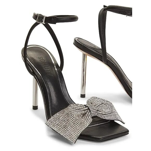 Schutz Mila Sandals in Black 8.5 New with Box Womens Crystal High Heels - Picture 15 of 16
